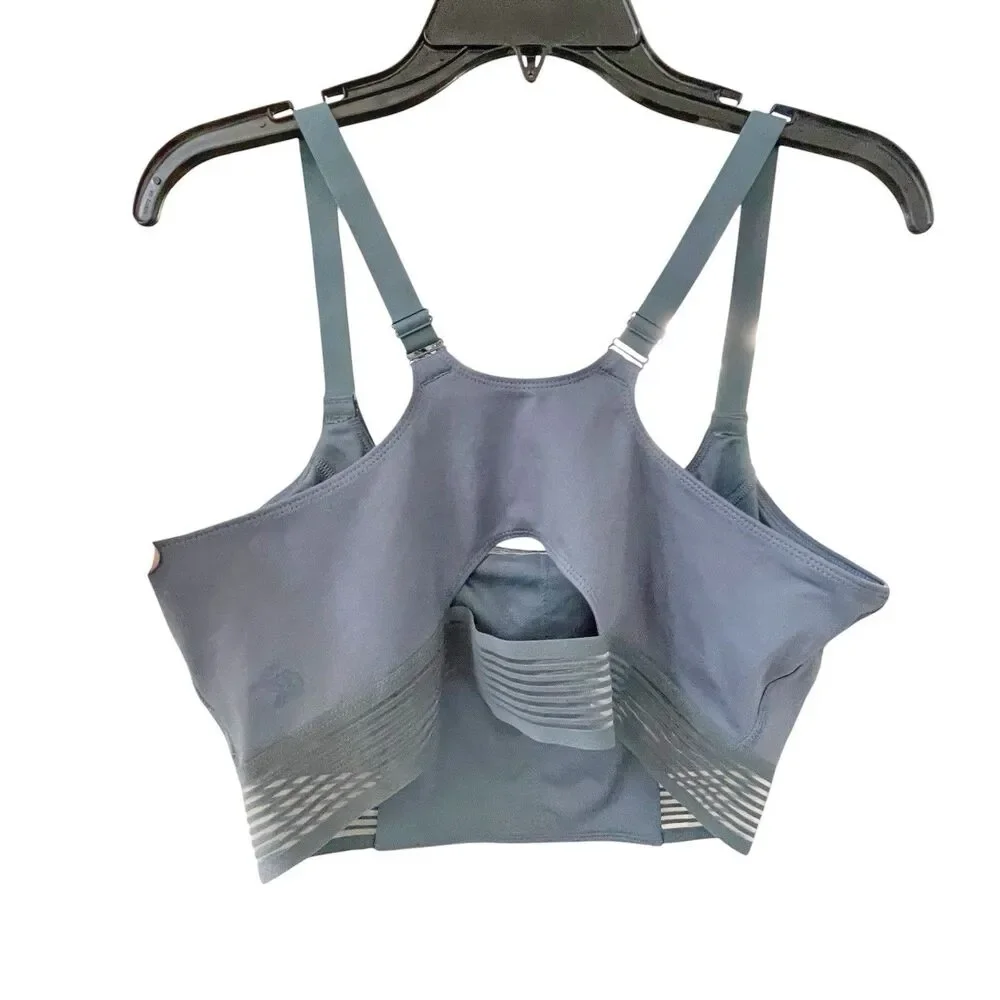 All In Motion Sports Bra Blue Gray Cropped Top Mesh Yoga Pilate Gym  Sz XXL